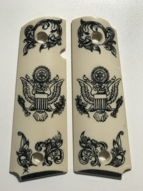 GOVERNMENT - FULL SIZE 1911 HANDGUN GRIP-US ARMY EMBLEM WITH FILIGREE