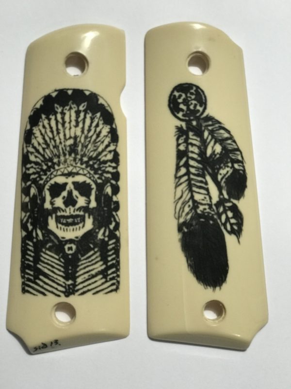 OFFICER - COMPACT 1911 HANDGUN GUNGRIPS - NATIVE AM HEADDRESS
