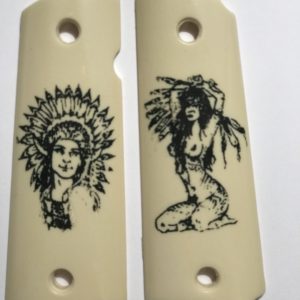 OFFICER - COMPACT 1911 HANDGUN GRIPS - NATIVE AM WOMAN