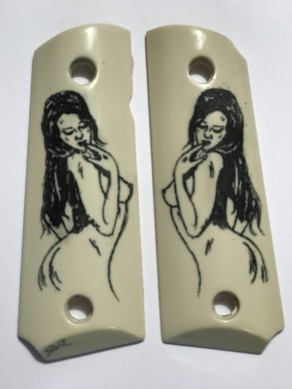 OFFICER - COMPACT 1911 HANDGUN GRIPS - NUDE WOMAN - TOP