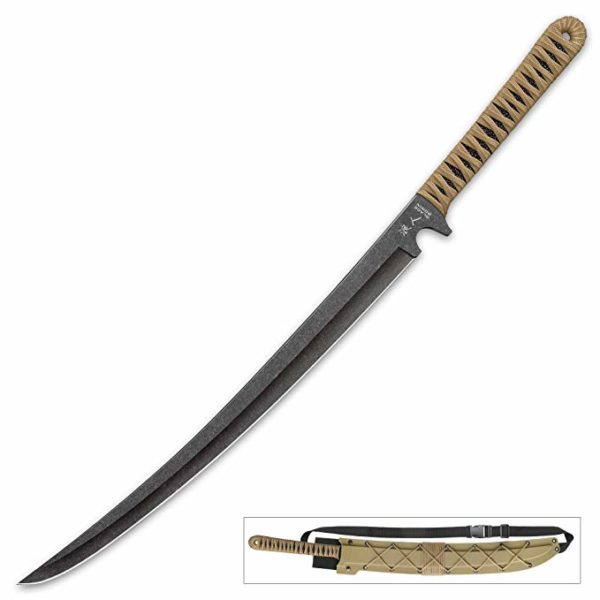 BLACK RONIN TAN WAKIZASHI COMBAT SWORD W/ MOLDED SHEATH