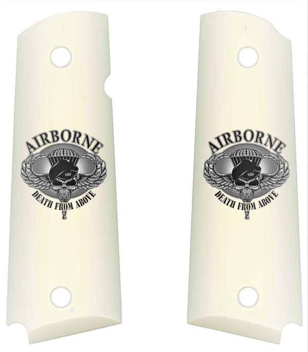 GOVERNMENT FULL SIZE 1911 HANDGUN GRIP AIRBORNE DEATH FROM ABOVE