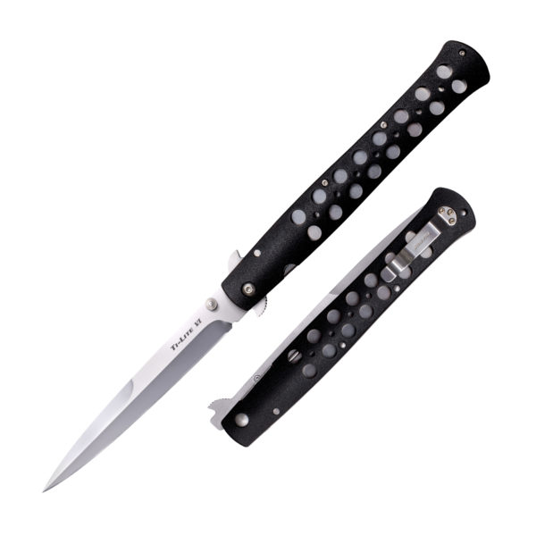 COLD STEEL TI-LITE - 6" FOLDING KNIFE, SPEAR POINT, PLAIN EDGE W/FLIPPER/POCKET CLIP