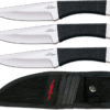 GIL HIBBEN LARGE THROWING KNIVES TRIPLE SET NON-SLIP CORD-WRAPPED GRIP SILVER