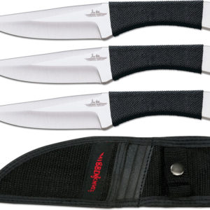 GIL HIBBEN LARGE THROWING KNIVES TRIPLE SET NON-SLIP CORD-WRAPPED GRIP SILVER