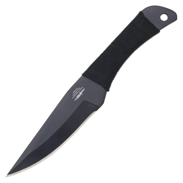 GIL HIBBEN LARGE THROWING KNIVES TRIPLE SET NON-SLIP CORD-WRAPPED GRIP BLACK