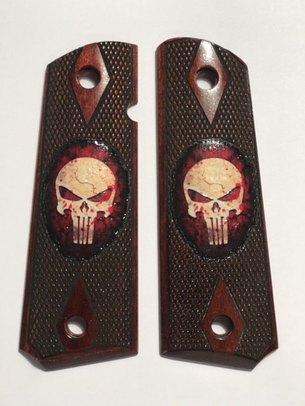 COMPACT SIZE 1911 HANDGUN GRIP - PUNISHER 5 RED