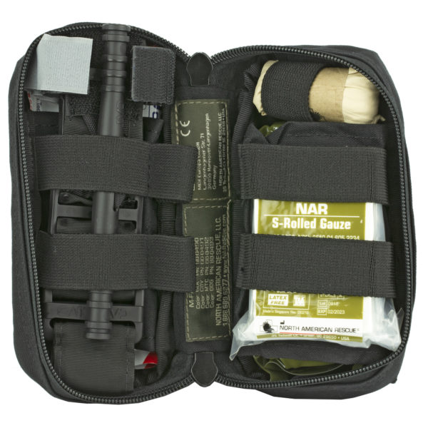 NORTH AMERICAN RESCUE M-FAK MINI FIRST AID KIT WITH CAT TOURNIQUET BLACK