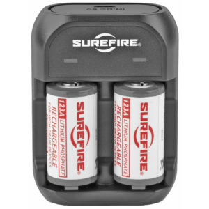 SUREFIRE LFP123 RECHARGEABLE BATTERIES LITHIUM IRON PHOSPHATE  INCLUDES CHARGER