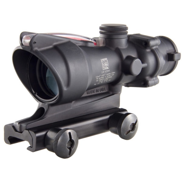 TRIJICON ACOG RIFLE SCOPE 4X32 MAGNIFICATION WITH RED CHEVRON RETICLE & FLATTOP MOUNT