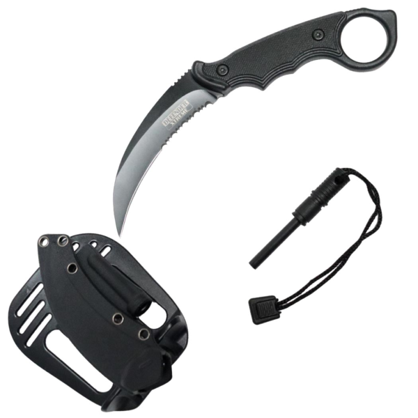 DEFENDER-XTREME SIDEKICK SHADOW KARAMBIT KNIFE WITH SHEATH