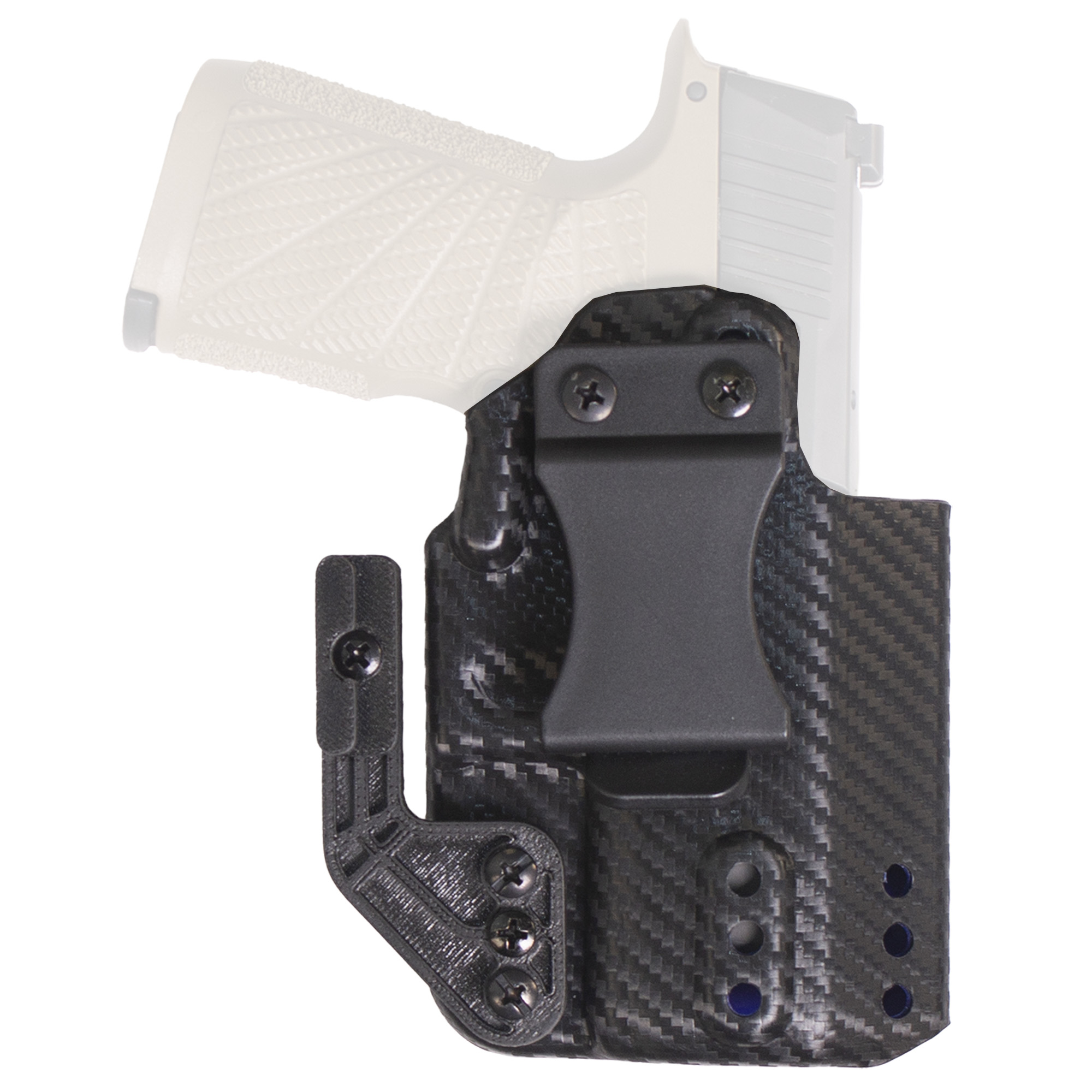 DESANTIS PERSUADER IWB HOLSTER S&W M&P SHIELD 9-40-PLUS OPTIC CUT CARBON FIBER FINISH LEFT HAND IN BLACK
