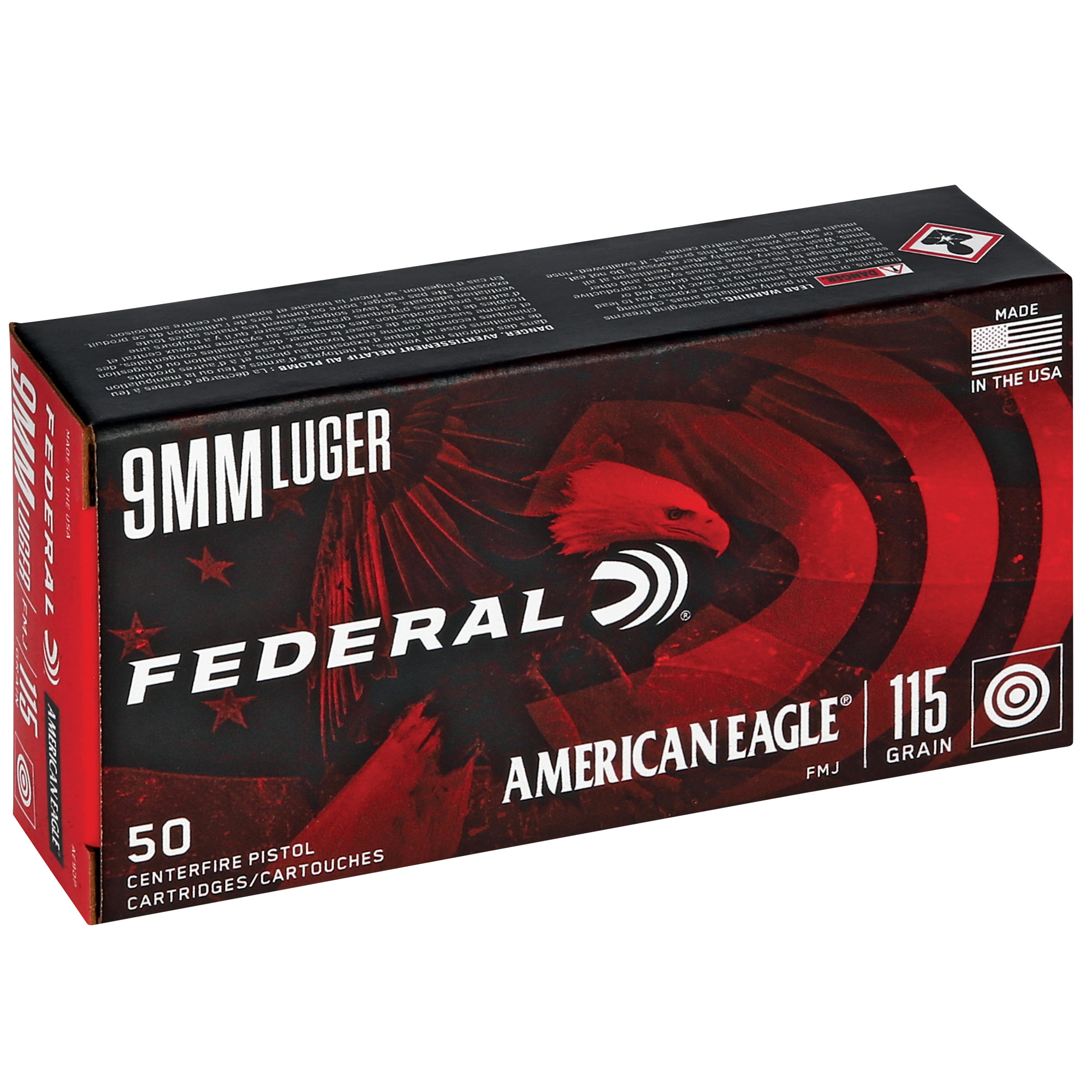 FEDERAL AM EAGLE 9MM 115GR FMJ 50 1000