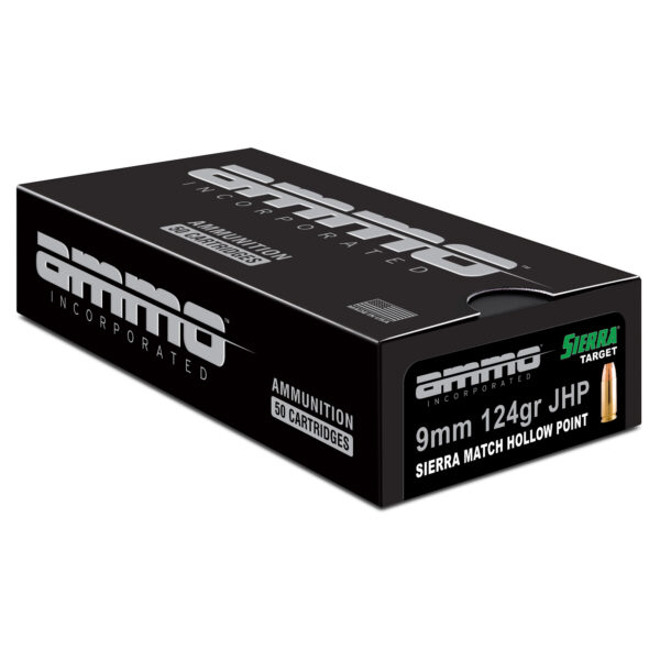 AMMO INC 9MM 124 GRAIN SIERRA MATCH JHP 50 ROUND BOX