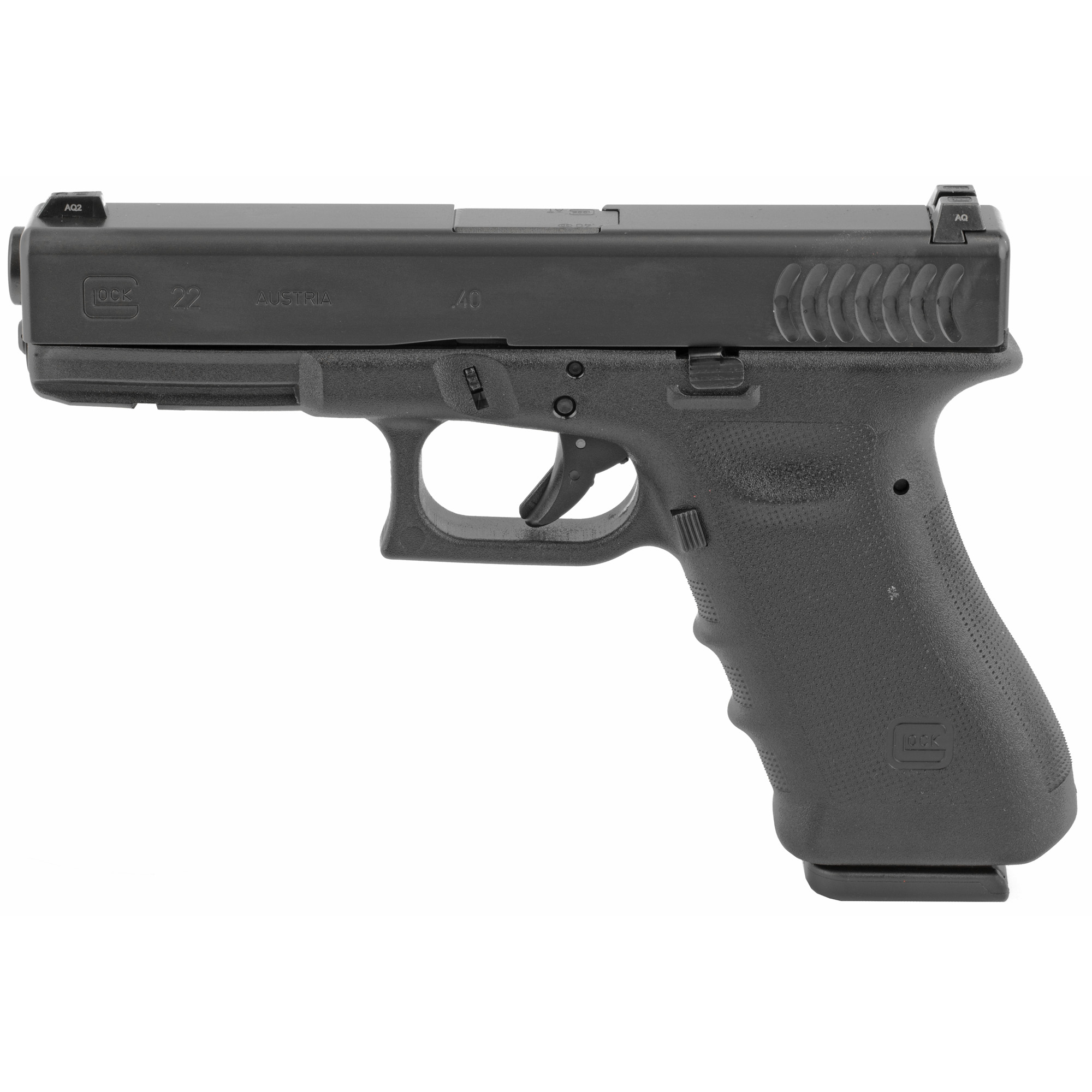 GLOCK 22 RTF2 40S&W GNS 10RD CURVED: Rough Texture Frame, Night Sights
