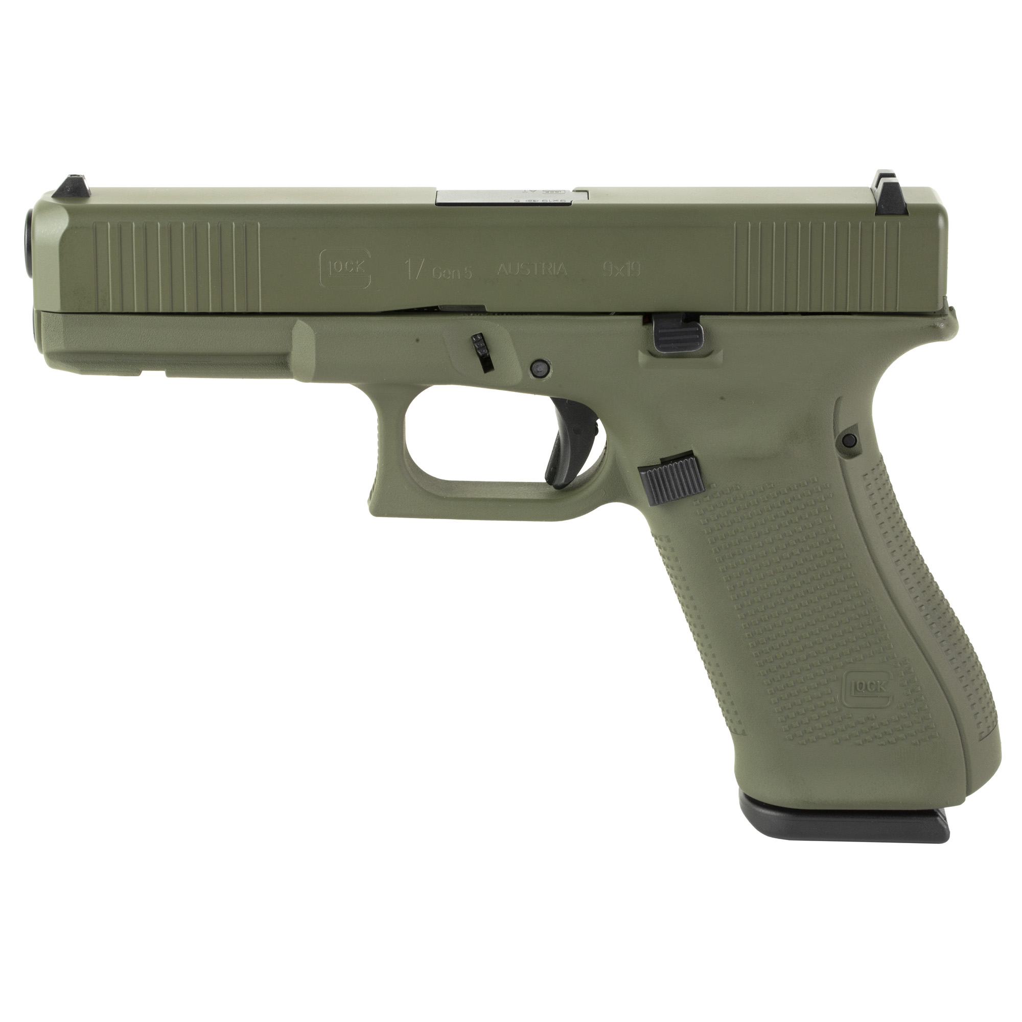 GLOCK 17 GEN5 9MM 17RD OD Green Full Size Pistol with Cerakote Finish