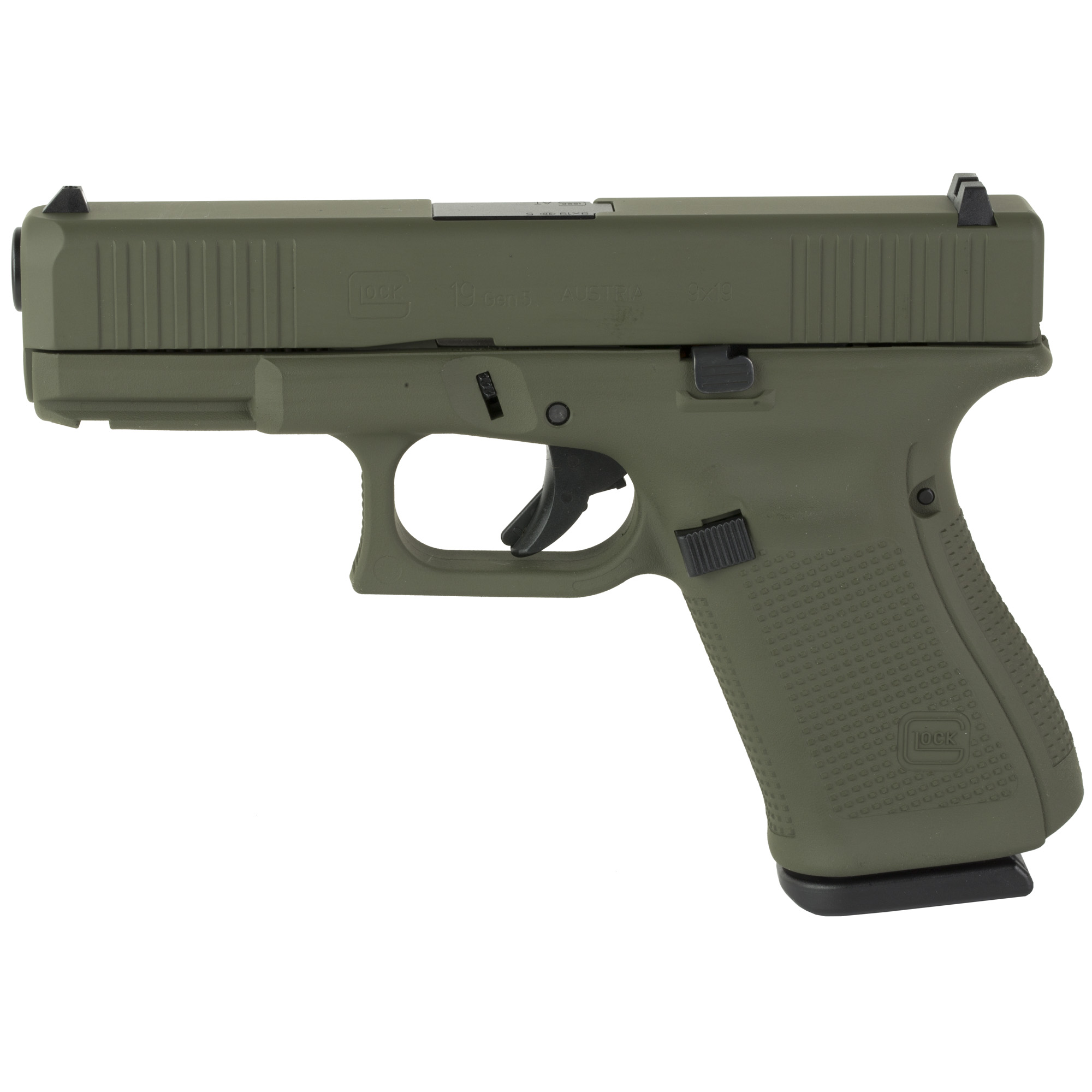 GLOCK 19 GEN5 9MM 15RD OD GREEN Semi-automatic Pistol