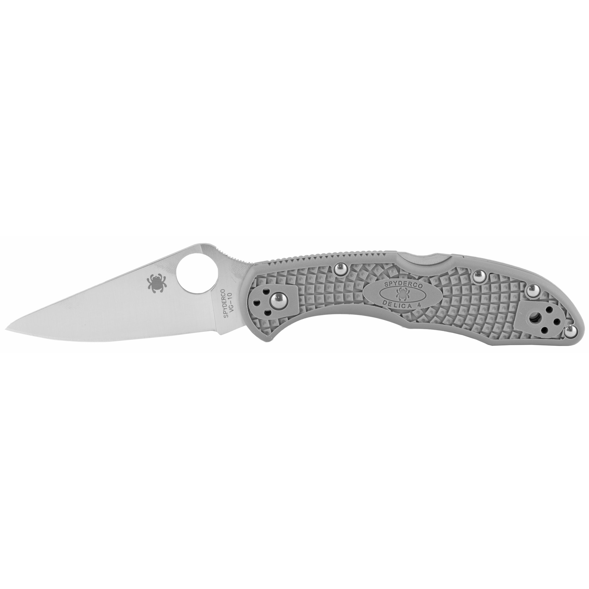 SPYDERCO DELICA4 2.875" CLIP POINT PLAINEDGE BLADE WITH POCKET CLIP IN GREY