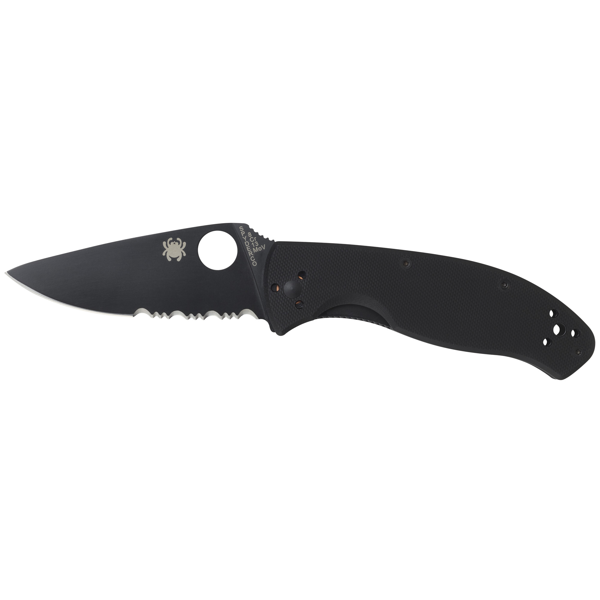 SPYDERCO TENACIOUS FOLDING KNIFE 3.43" COMBO EDGE BLADE G-10 HANDLES WITH POCKET CLIP