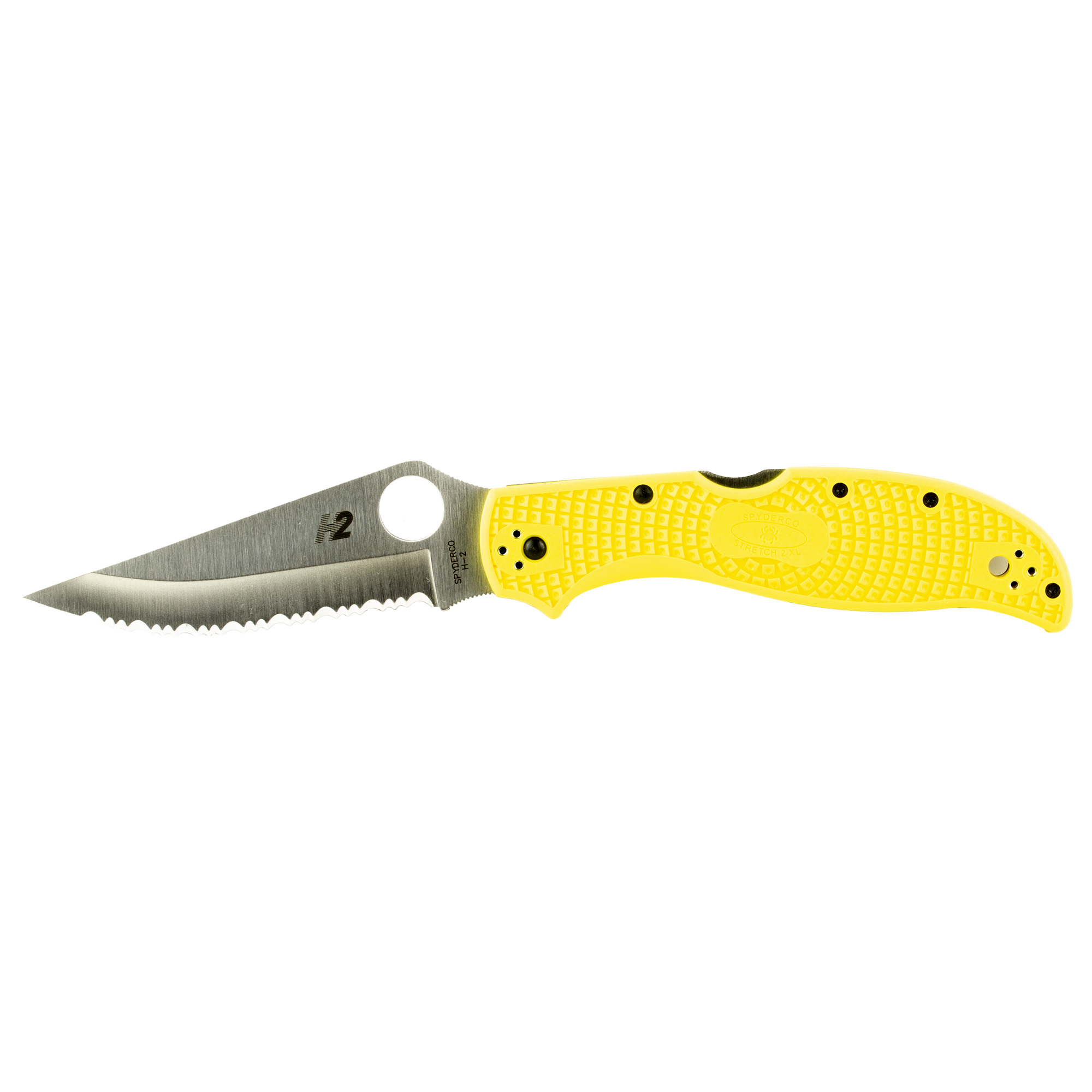 SPYDERCO STRETCH 2 XL LIGHTWEIGHT SALT IN YELLOW WITH SERRATIONS
