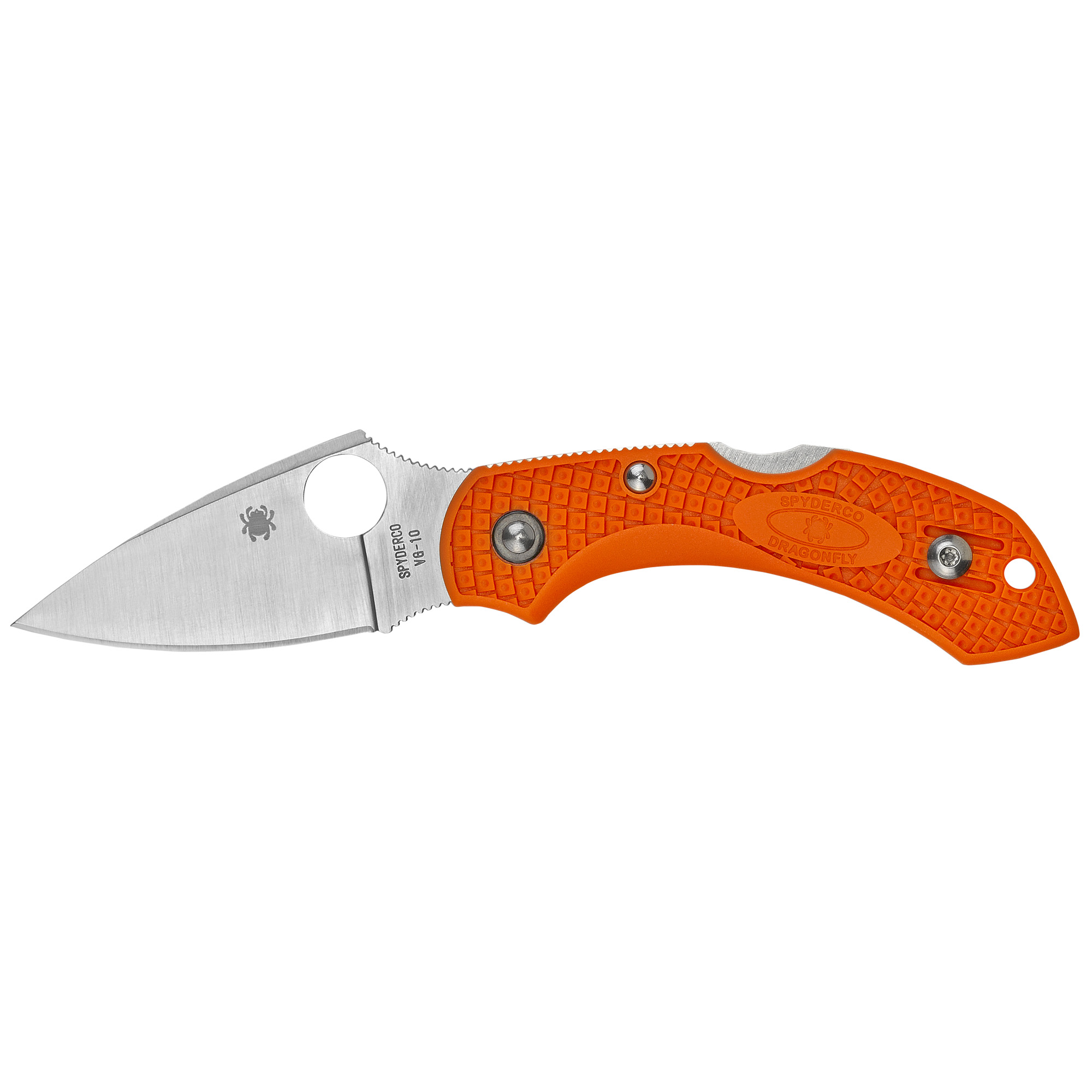 SPYDERCO DRAGONFLY 2 FOLDING KNIFE 2.30" PLAIN BLADE WITH ORANGE FRN HANDLES