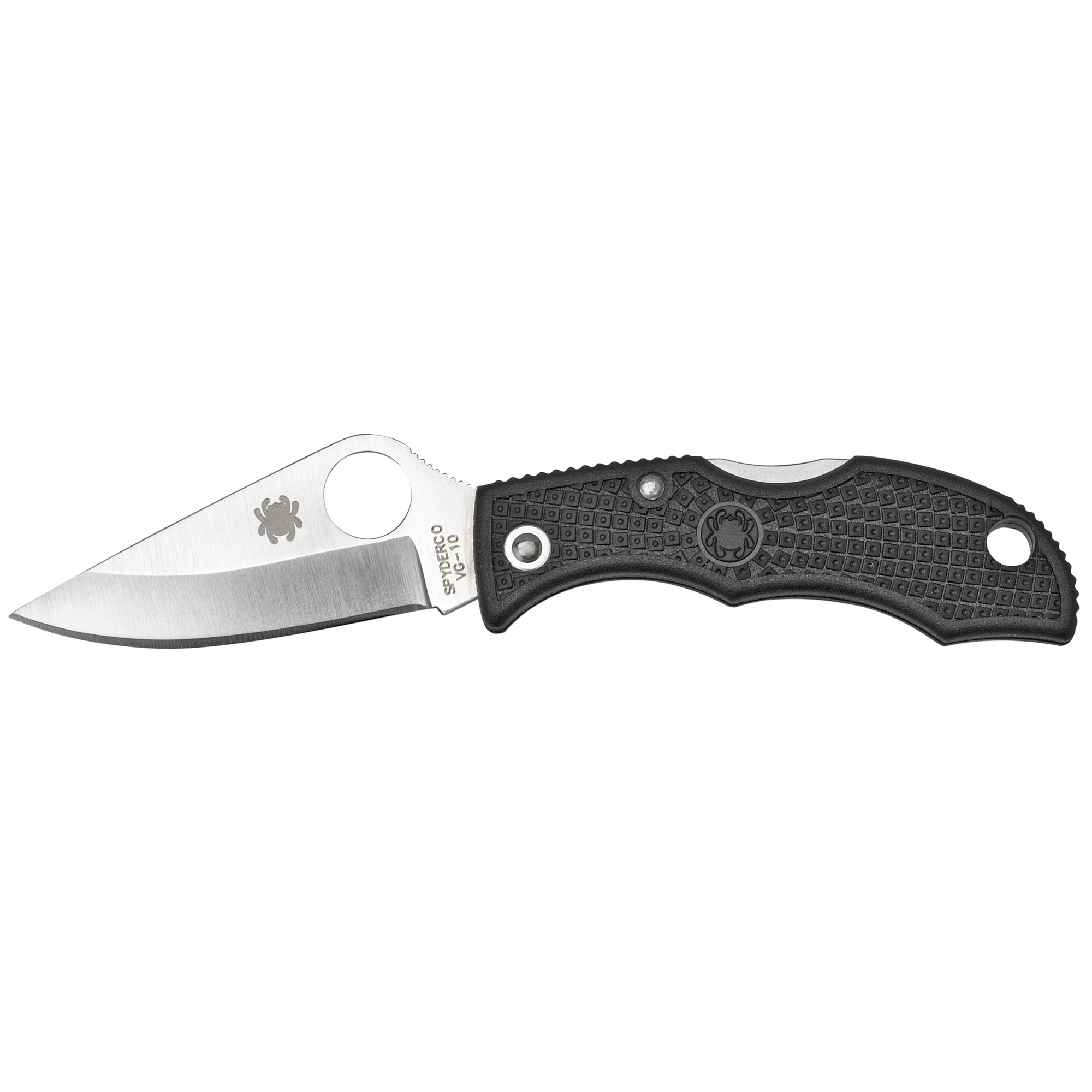 SPYDERCO LADYBUG 3 FOLDING KNIFE 1.94" PLAIN EDGE CLIP POINT BLADE WITH POCKET CLIP IN BLACK