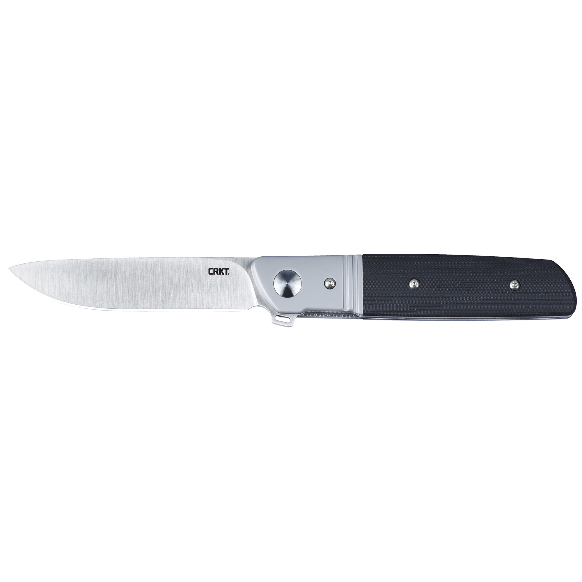 CRKT BAMBOOZLED FOLDING KNIFE 3.34" PLAIN EDGE SILVER BLADE WITH BLACK G-10 HANDLES
