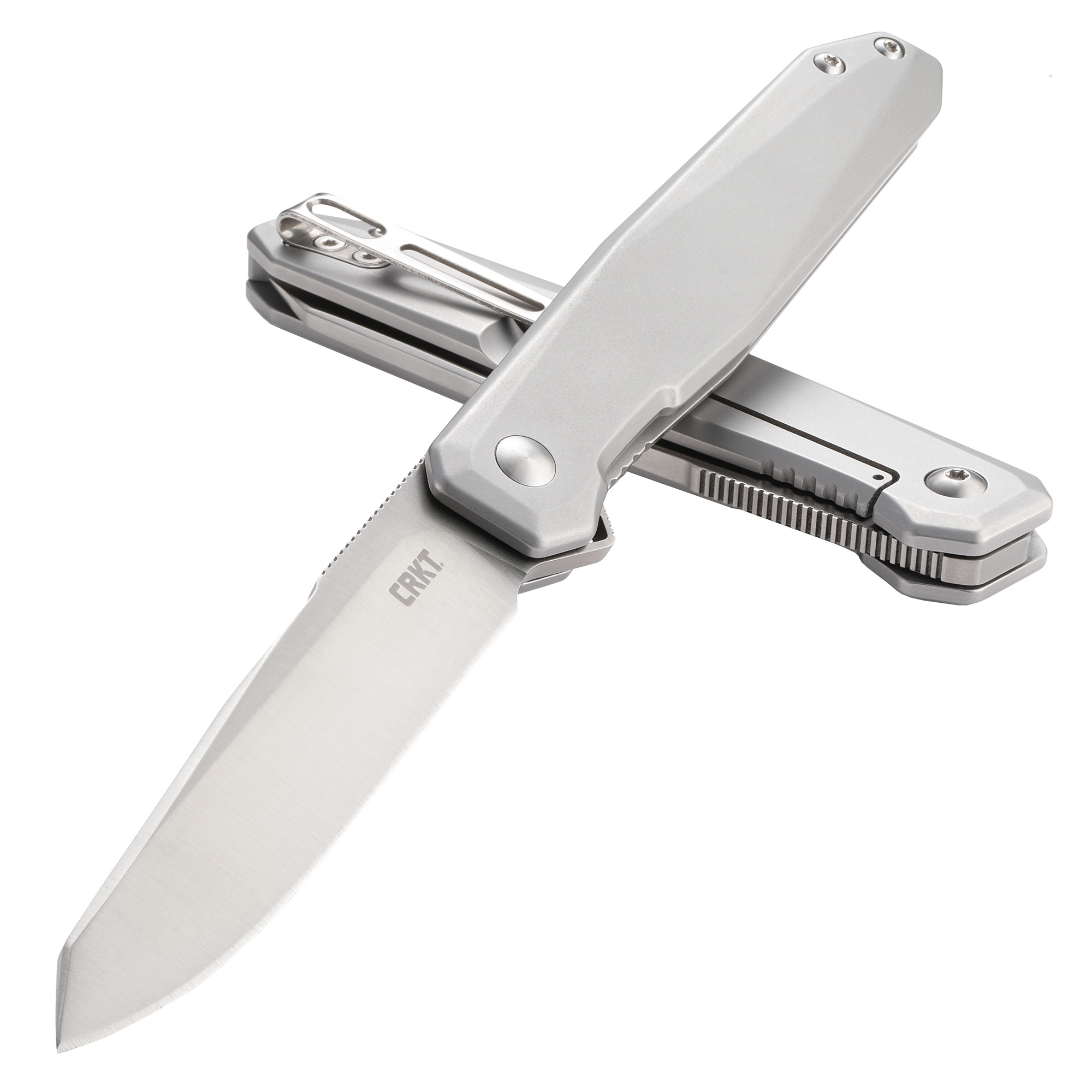 CRKT FACET SILVER 3.37 inch PLAIN EDGE