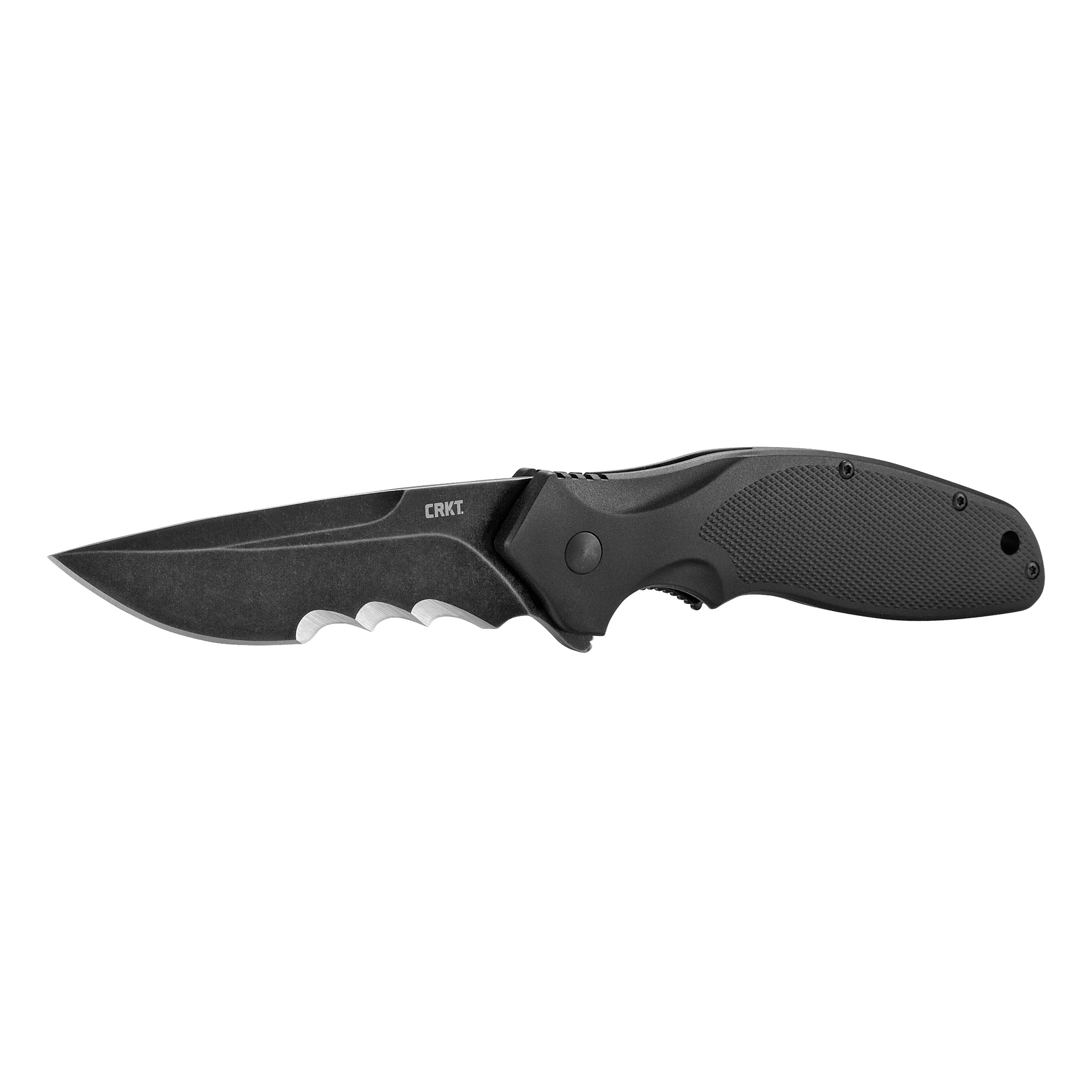 CRKT SHENANIGAN 3.35" ASSISTED OPENING DROP POINT HALF SERRATED BLADE IN BLACK