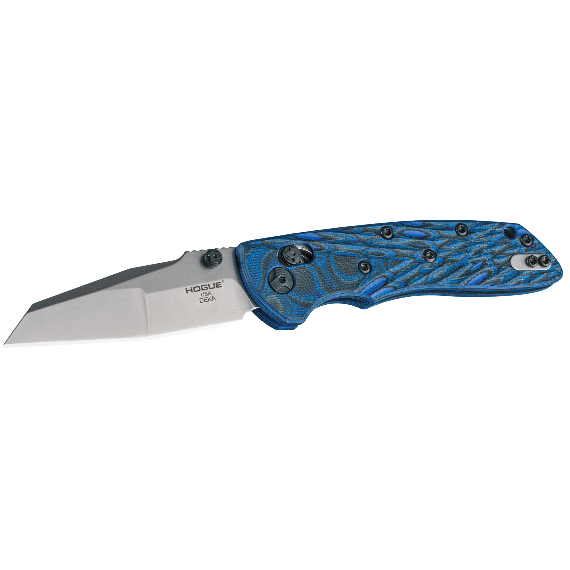 HOGUE DEKA FOLDING KNIFE 3.25" WHARNCLIFFE BLADE PLAIN EDGE BLUE LAVA HANDLES