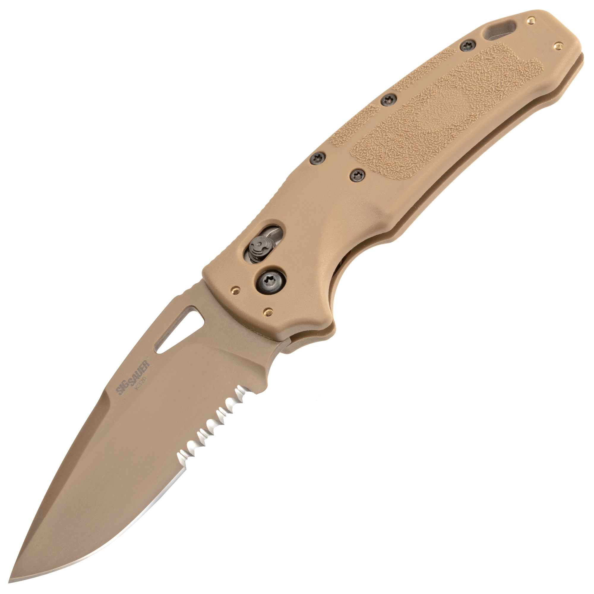 HOGUE SIG K320 M17 FOLDING KNIFE 3.5" DROP POINT BLADE IN PVD COYOTE TAN FINISH