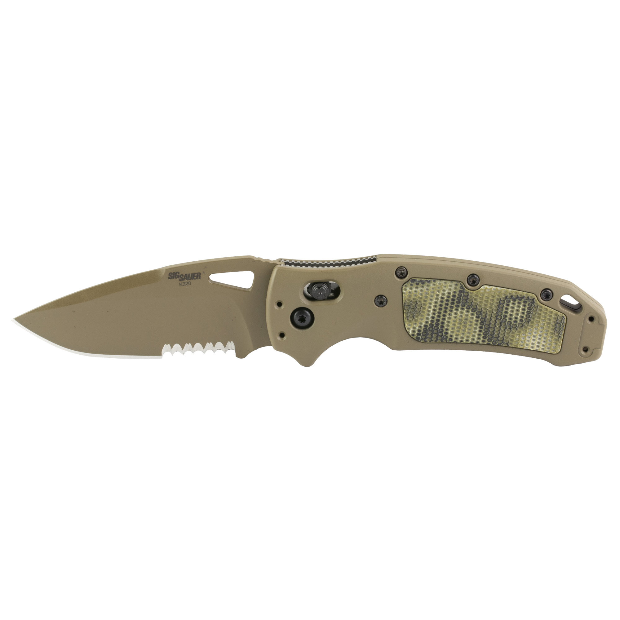 HOGUE SIG K320 SCORPION 3.5" DROP POINT COMBO EDGE IN FLAT DARK EARTH