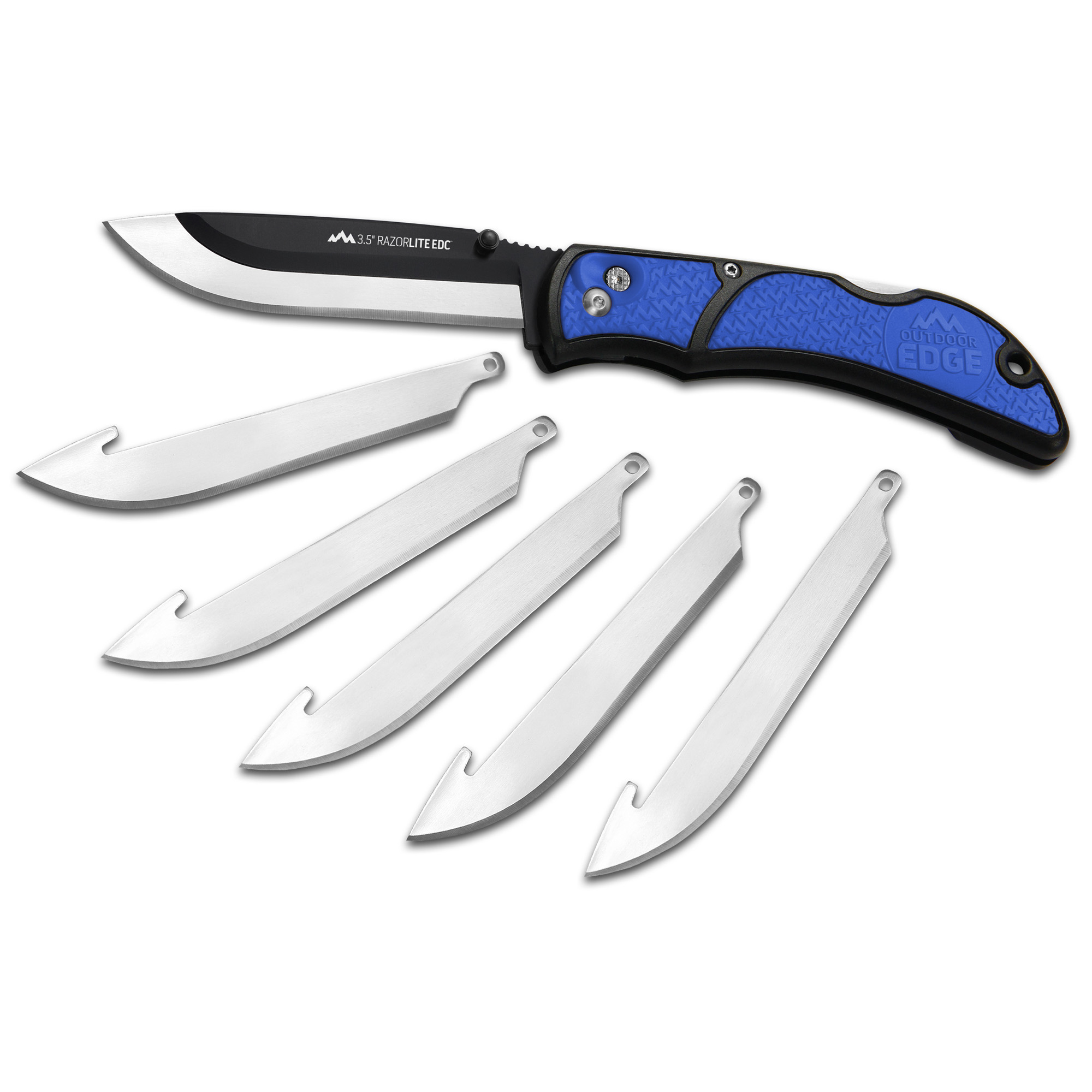 OUTDOOR EDGE RAZOR-EDC LITE FOLDING KNIFE-6 3.5" DROP POINT BLADES BLUE HANDLES