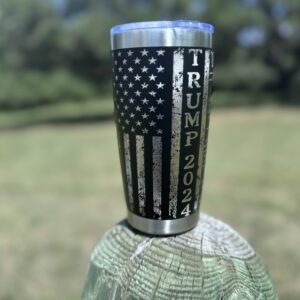 DONALD TRUMP WE THE PEOPLE FLAG TUMBLER 2024 IN BLACK-SILVER