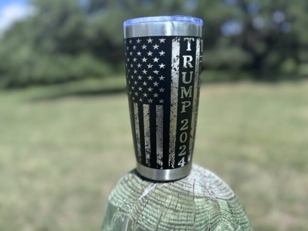 DONALD TRUMP WE THE PEOPLE FLAG TUMBLER 2024 IN BLACK-SILVER