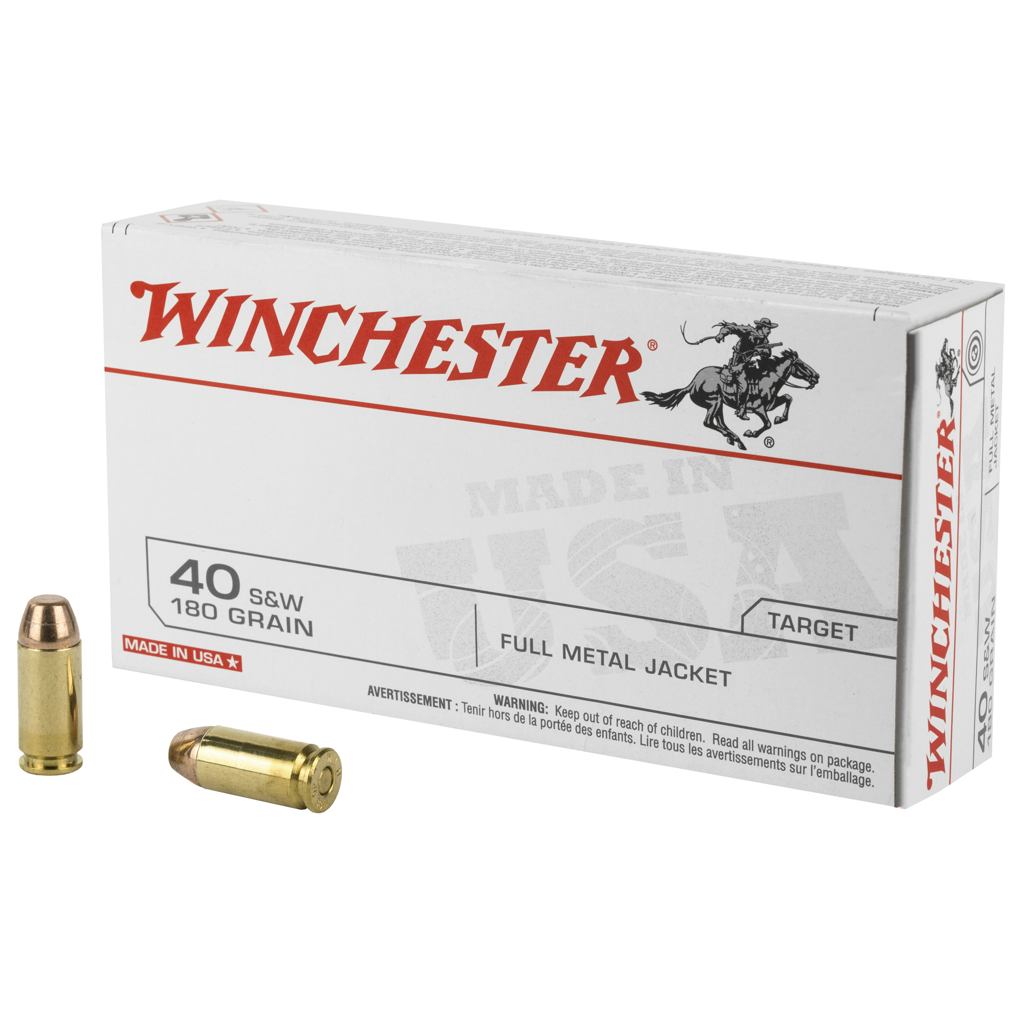 WINCHESTER USA 40SW 180GR FMJ 50/500