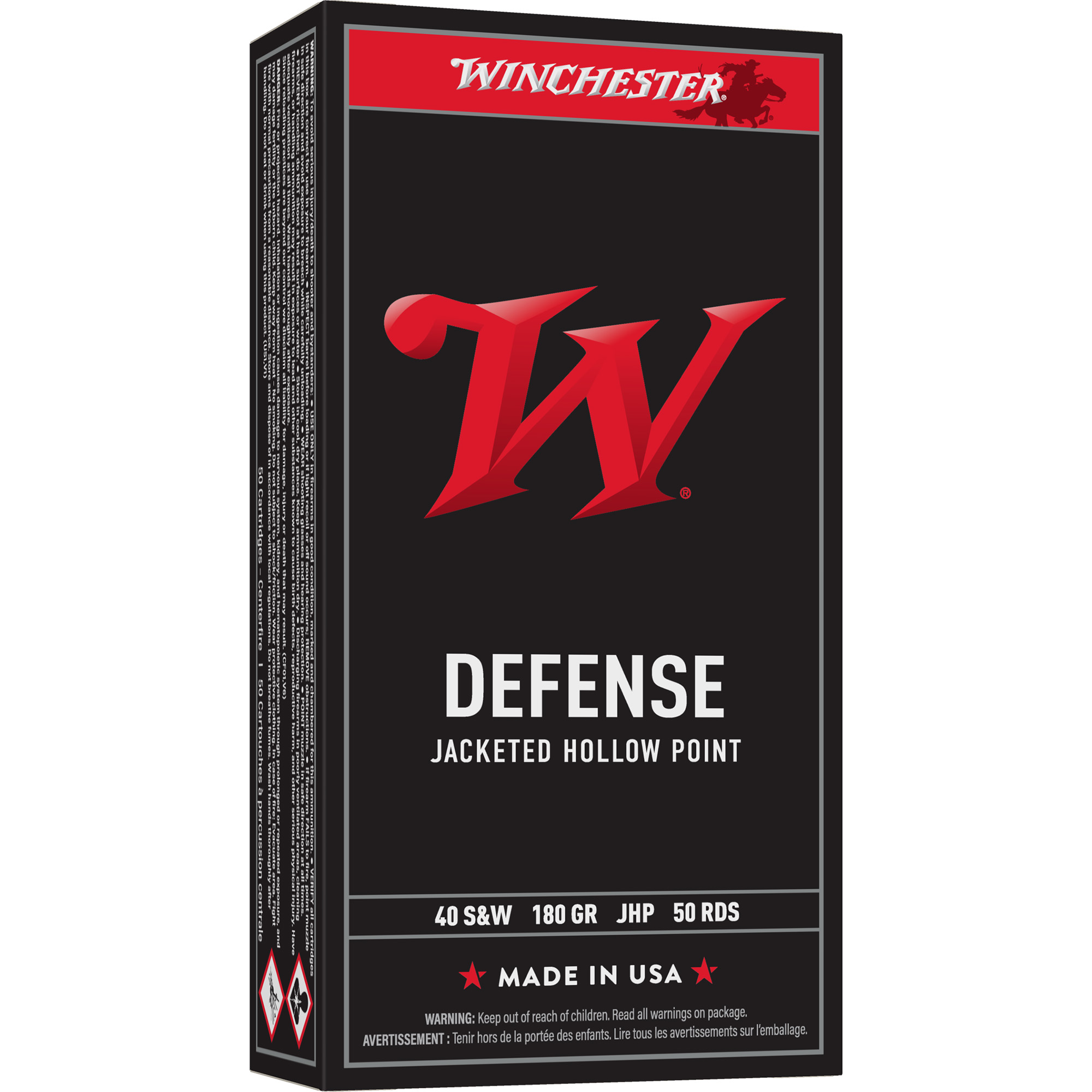WINCHESTER AMMUNITION USA 40SW 180GR JHP 50 500
