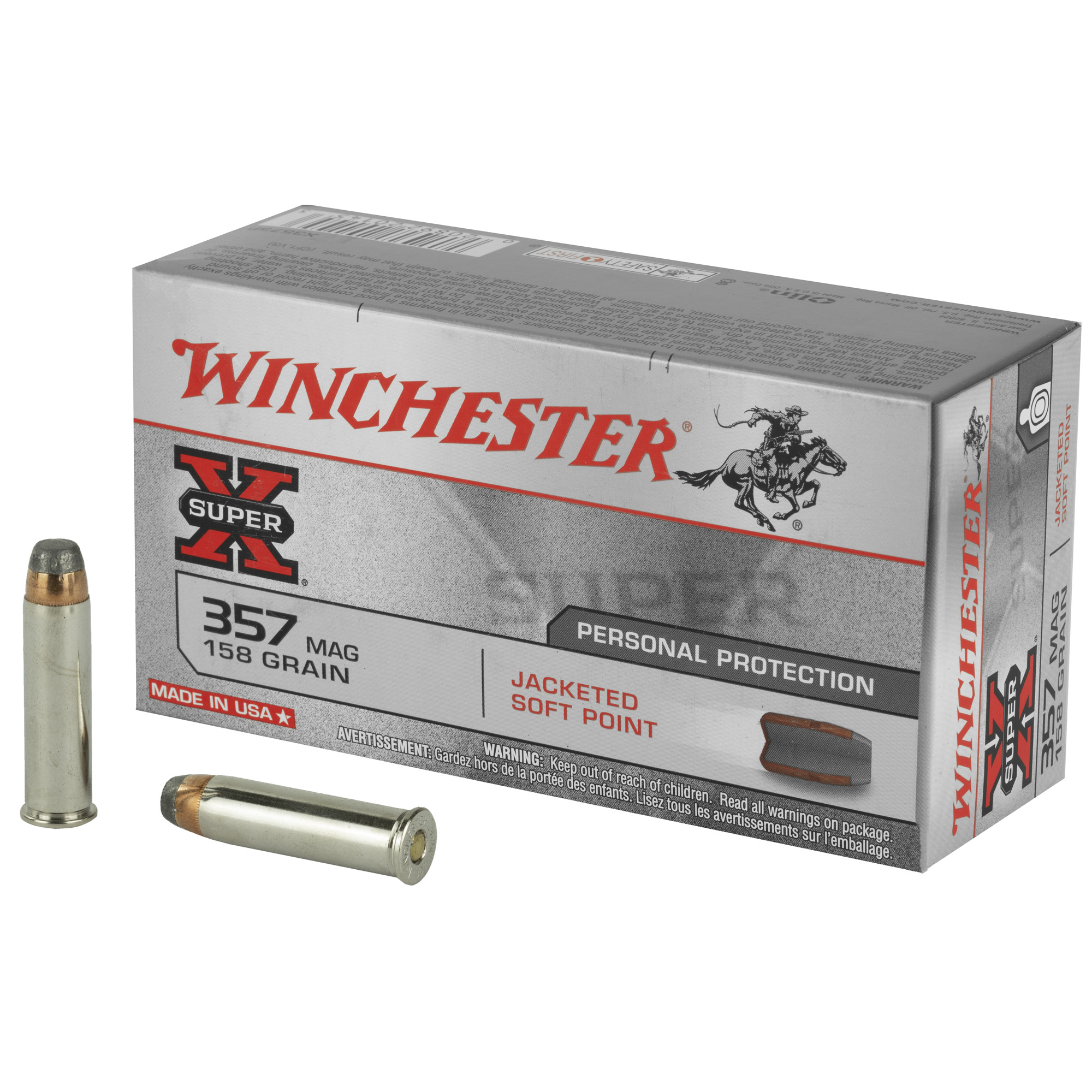 Winchester Ammunition Super-X 357 Magnum 158 Grain Jacketed Soft Point 50 RD