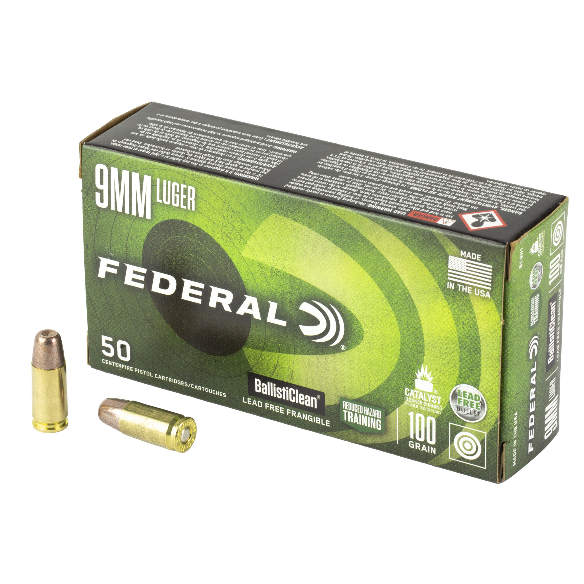 FEDERAL BALLISTICLEAN 9MM 100GR 50 1000