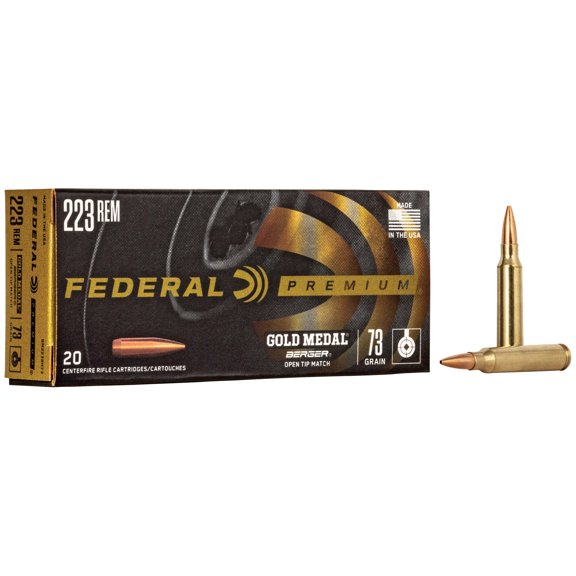 FEDERAL GOLD MEDAL 223REMINGTON 73 GRAIN BERGER BTHP 20 ROUND BOX
