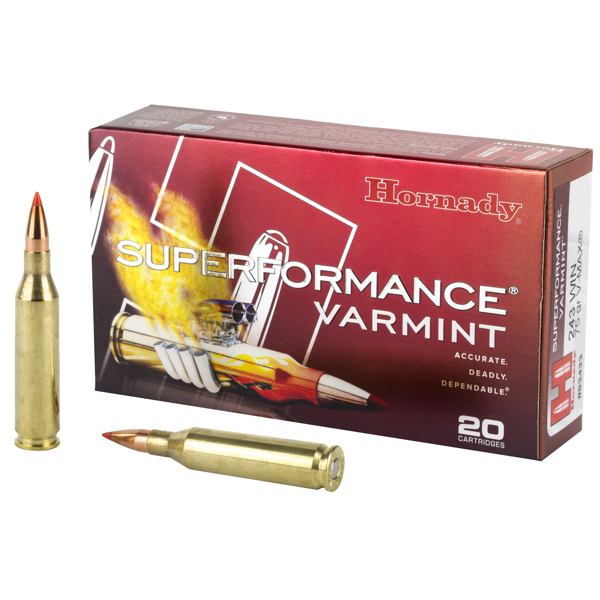 HORNADY SF 243WINCHESTER AMMUNITION 75GR VMAX 20 200