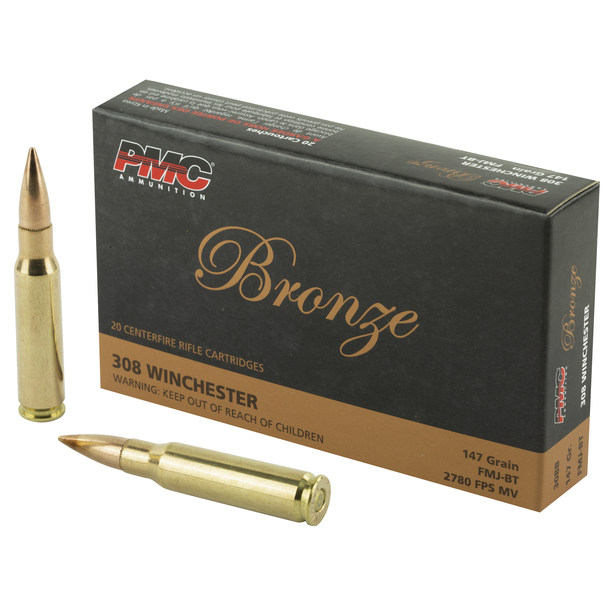 PMC AMMUNITION BRNZ 308 WIN 147GR FMJ 20 500