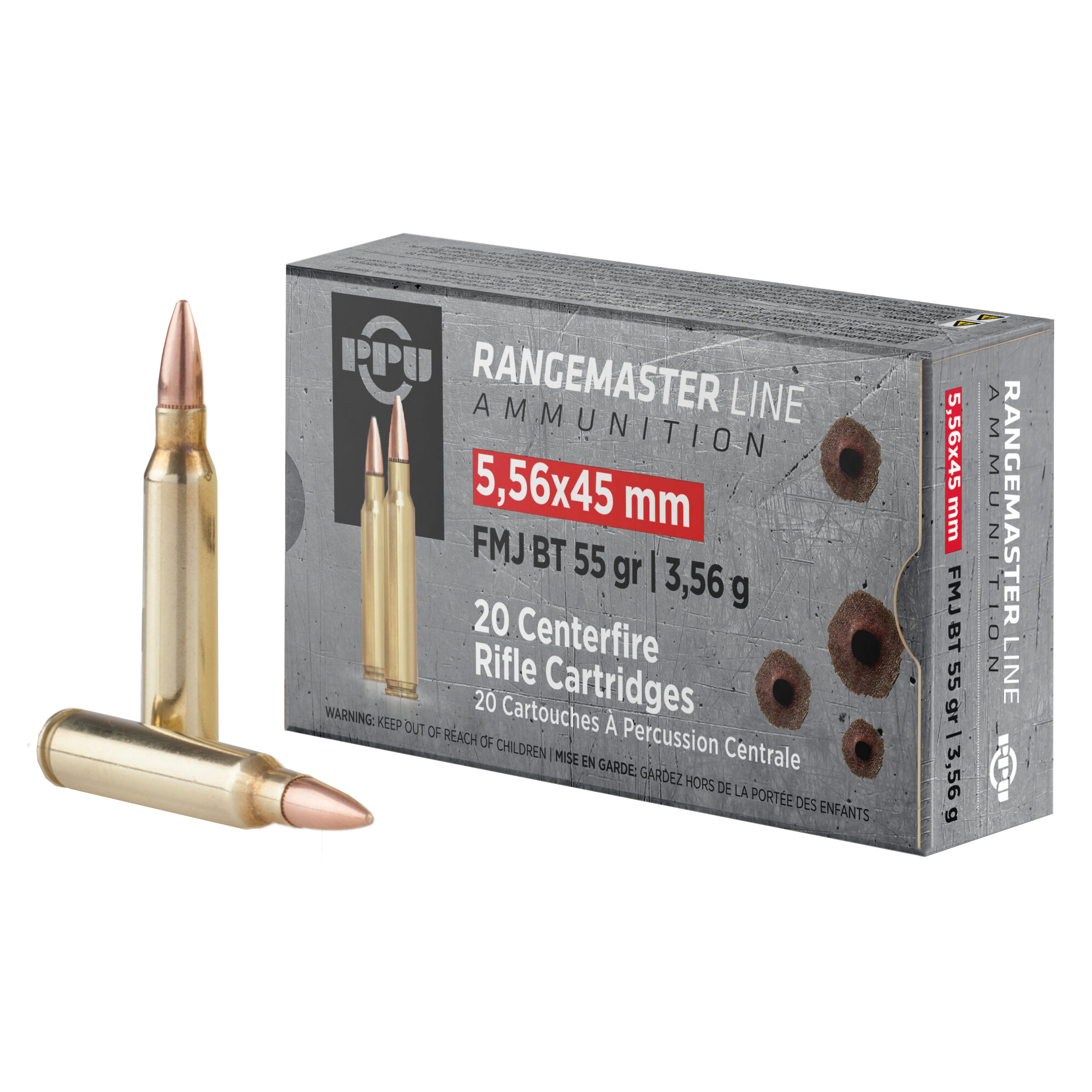 PRVI PARTIZAN RANGEMASTER AMMUNITION 556NATO 55 GRAIN FMJ 20 ROUND BOX