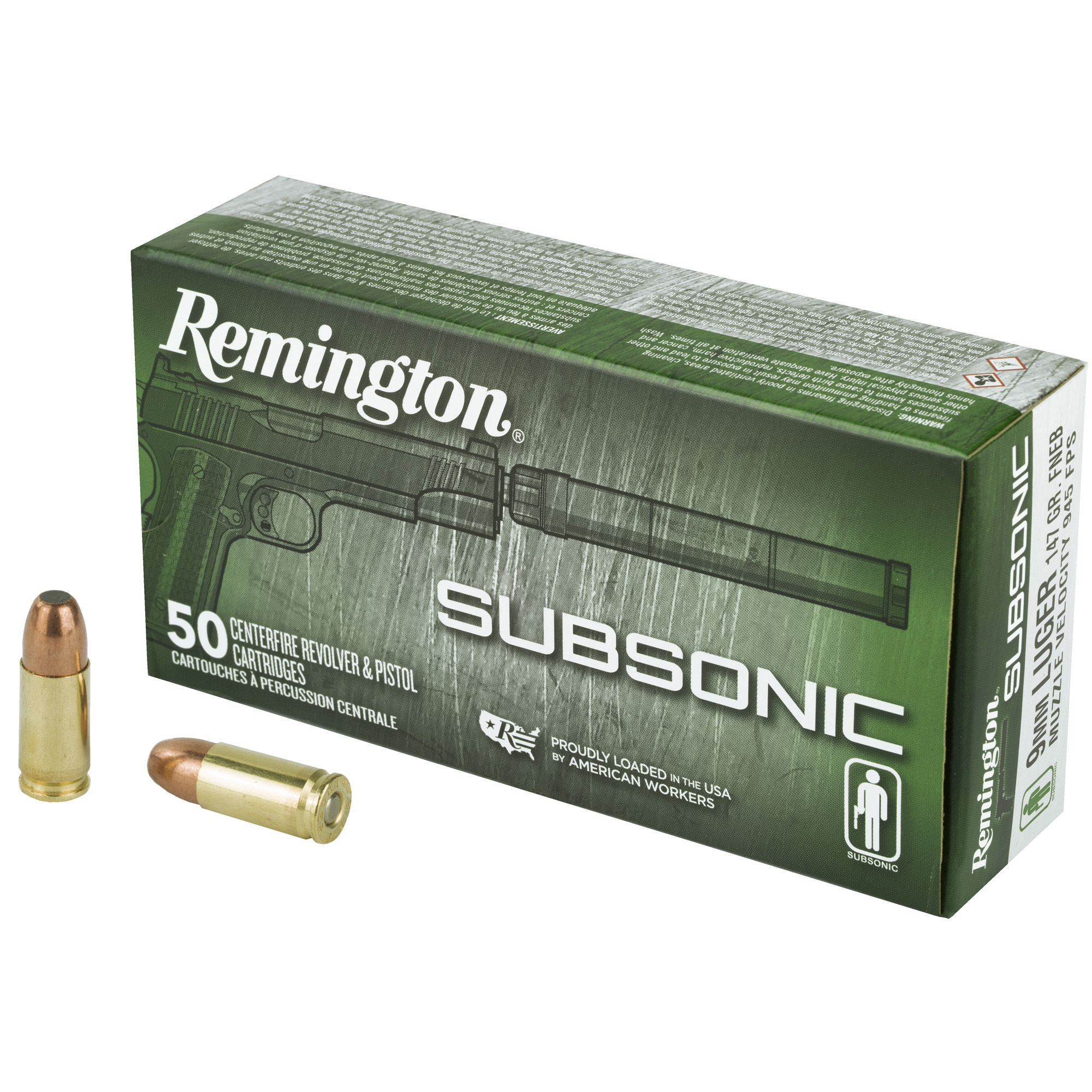 REMINGTON SUBSONIC 9MM 147GR 50 500