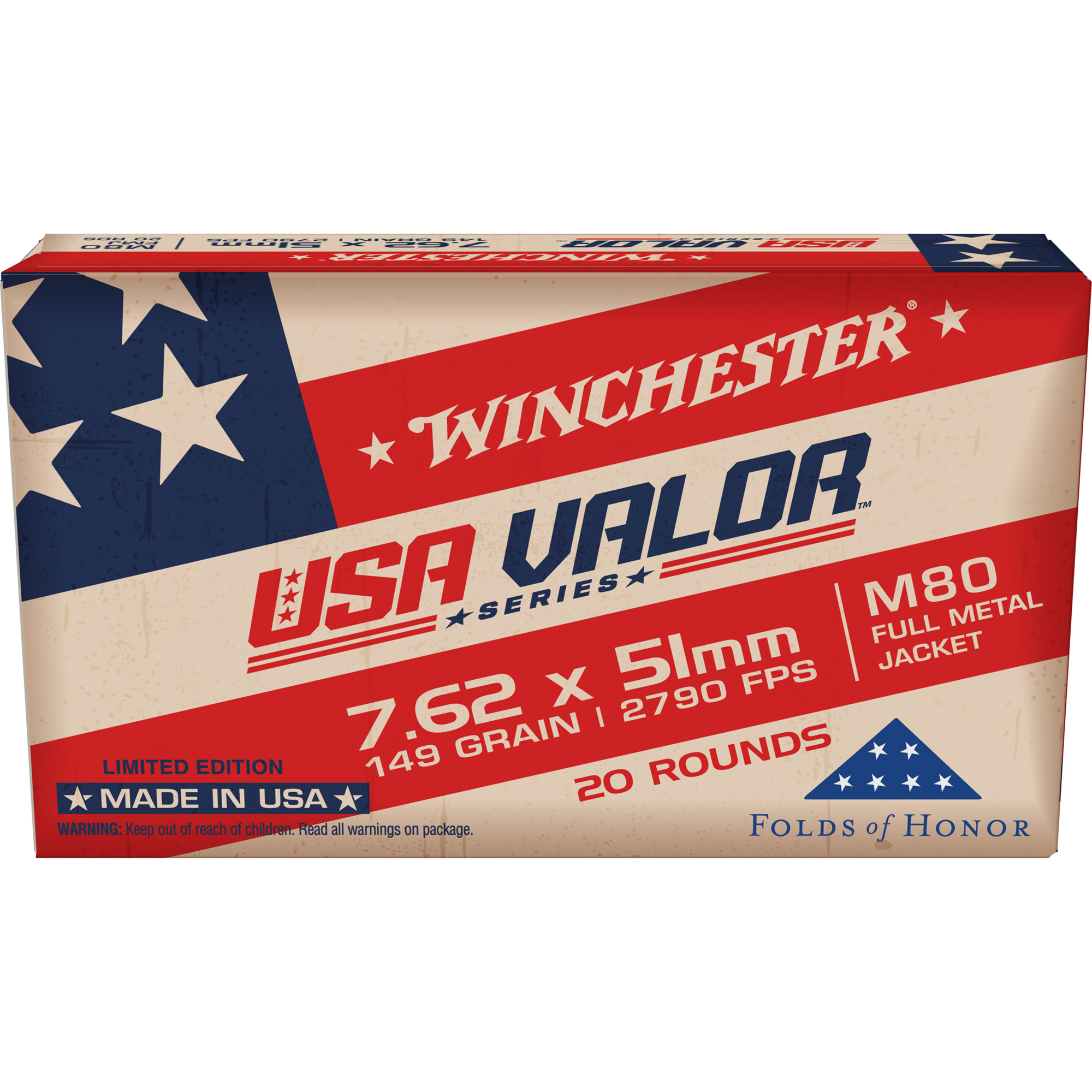 WINCHESTER AMMUNITION USA VALOR 7.62X51 149GR 20 500
