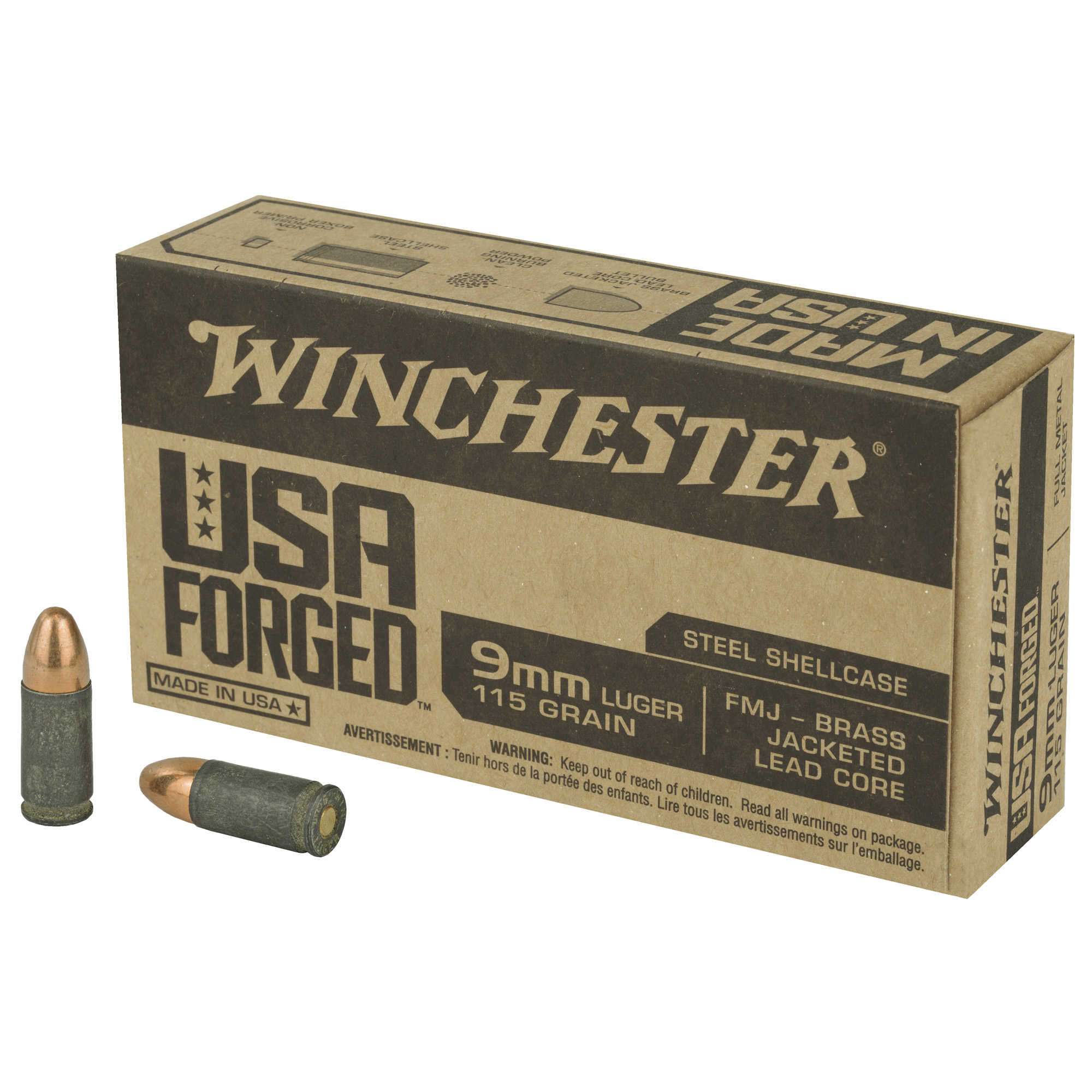 WINCHESTER AMMUNITION 9MM 115GR FMJ STEEL CASE 50 500