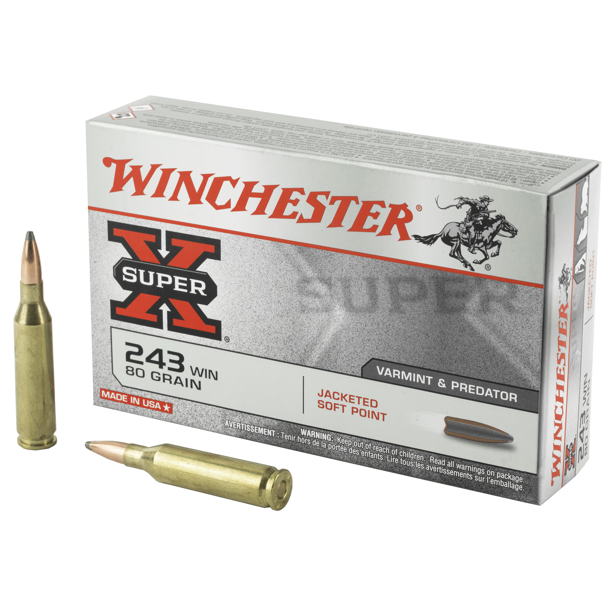 WINCHESTER AMMUNITION SPRX 243WINCHESTER AMMUNITION 80GR JSP 20 200