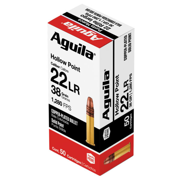 AGUILA AMMUNITION RIMFIRE 22LR 38GR HOLLOW POINT 50 ROUND BOXES