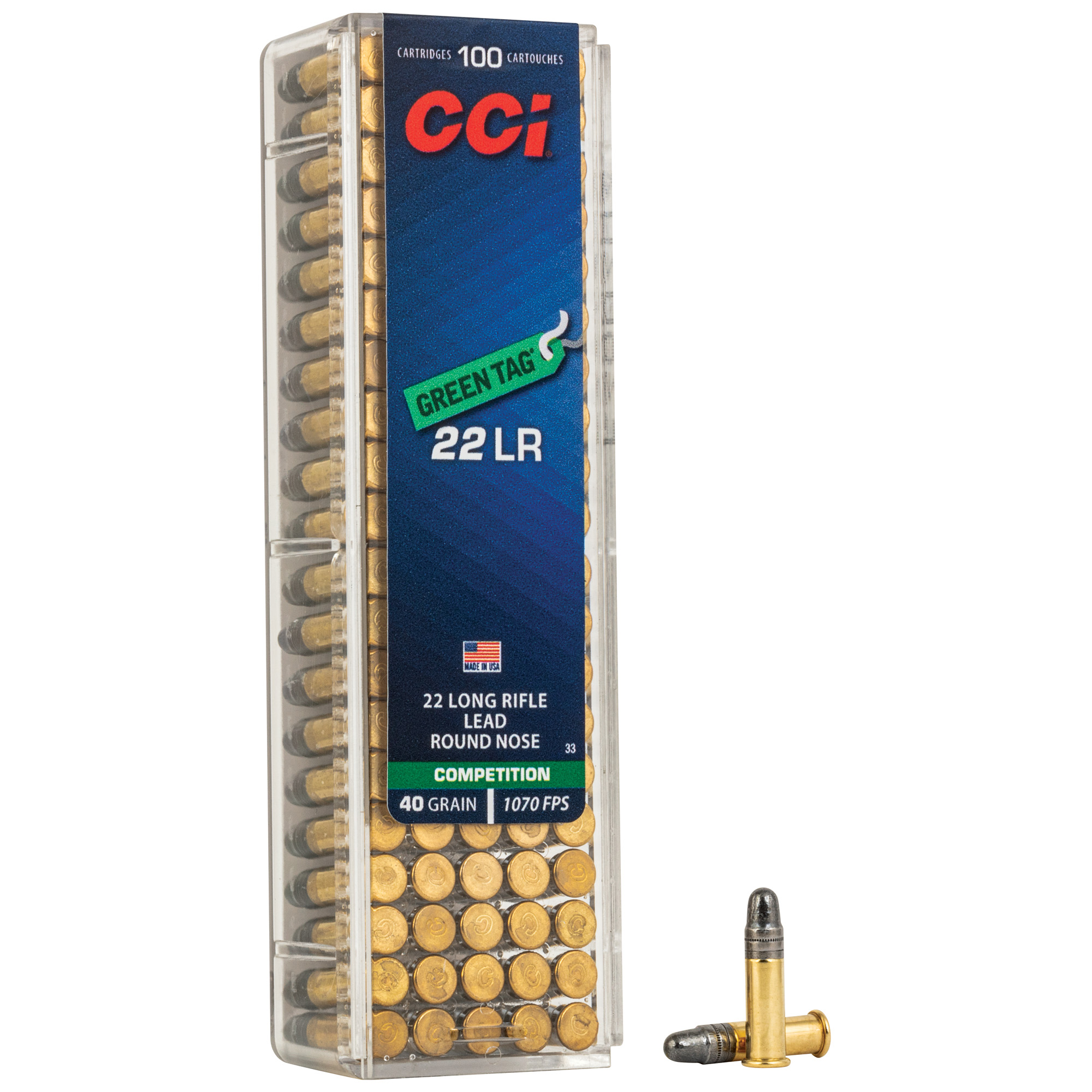 CCI Ammunition Competition 22LR 40 Grain Lead Round Nose 100 Round Box