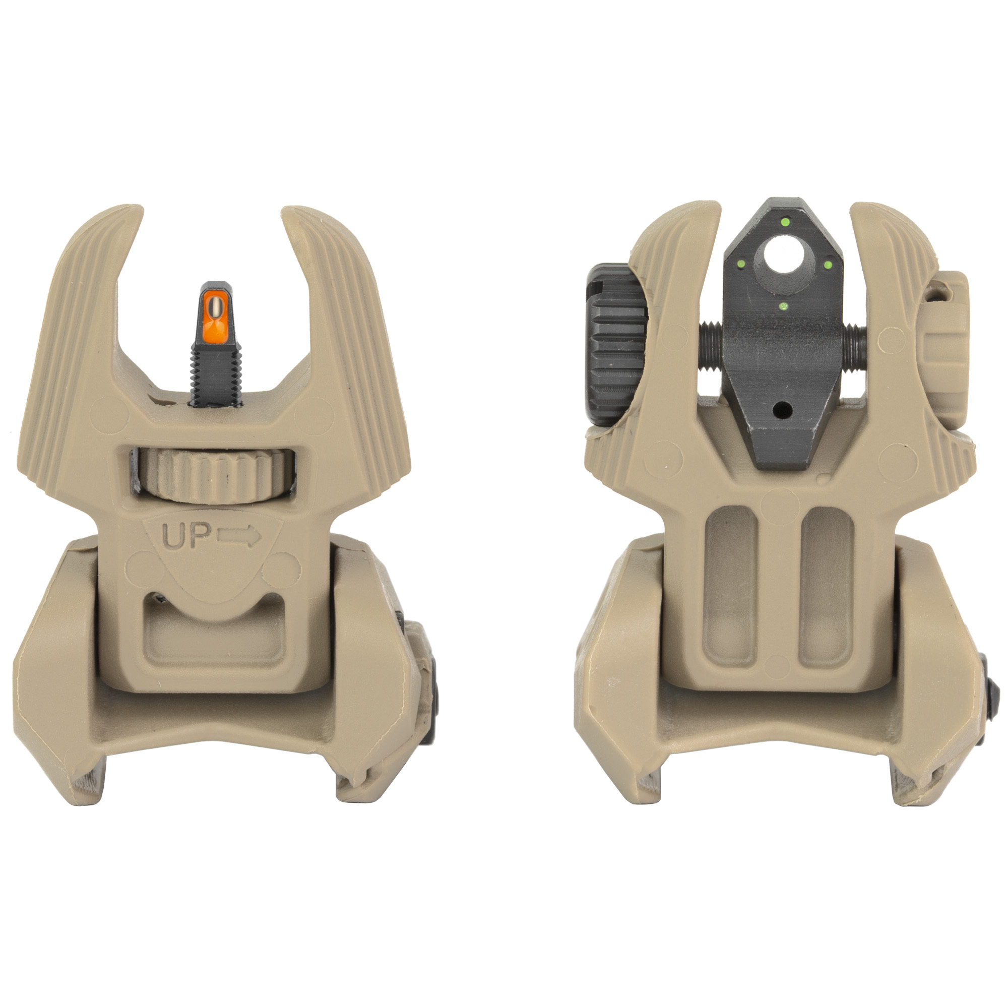 Meprolight FRBS Flip Backup Sights 4 Dot Rear Orange Hyper Bright Front Fits Picatinny Rail FDE
